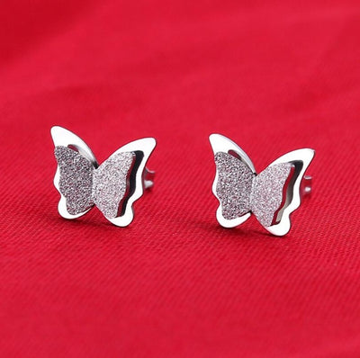 Jisensp Stainless Steel Butterfly Stud Earrings for Women Cute Animal Earrings Girls Kids Fashion Jewelry Gift boucle d'oreille