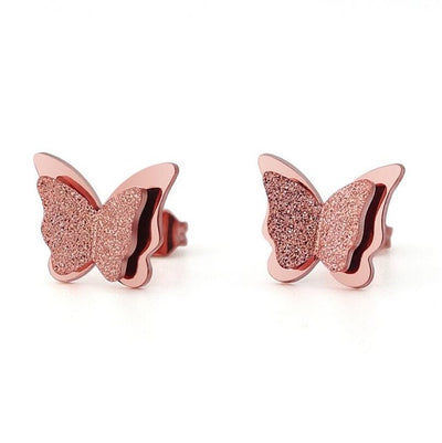 Jisensp Stainless Steel Butterfly Stud Earrings for Women Cute Animal Earrings Girls Kids Fashion Jewelry Gift boucle d'oreille