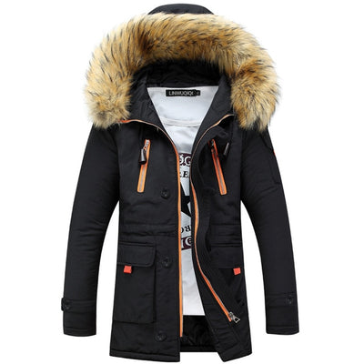 Thickening Parkas Men Winter Jacket Men's Coats Male Outerwear Fur Collar Casual Long Cotton Wadded men Hooded Coat