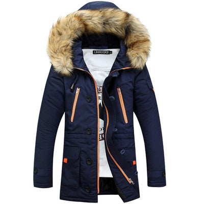 Thickening Parkas Men Winter Jacket Men's Coats Male Outerwear Fur Collar Casual Long Cotton Wadded men Hooded Coat