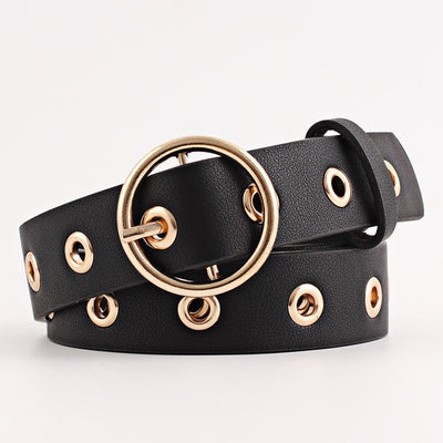 Metal Hole Metal Belt Women Girl quality Imitation leather Belt cinto cinturon feminino mujer cintos para as mulheres kemer