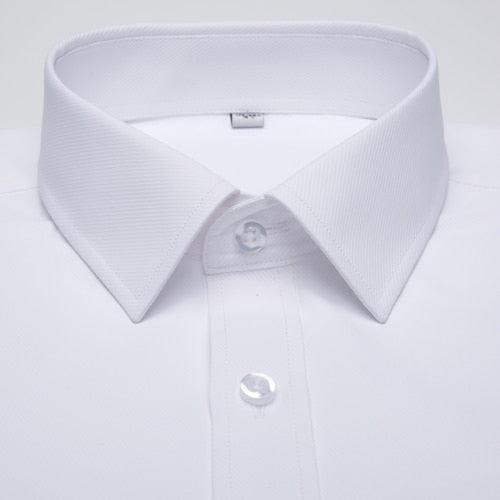 Men's Long Sleeve Standard-fit Solid Basic Dress Shirt Patch Single Pocket High-quality Formal Social White Work Office Shirts