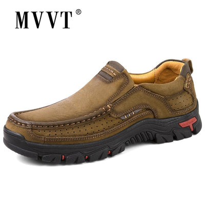 MVVT 100% Genuine Leather Shoes Men Cow Leather Casual Shoes Male Outdoor High Quality Men Flats 2 Style Lace-Up Man Footwear