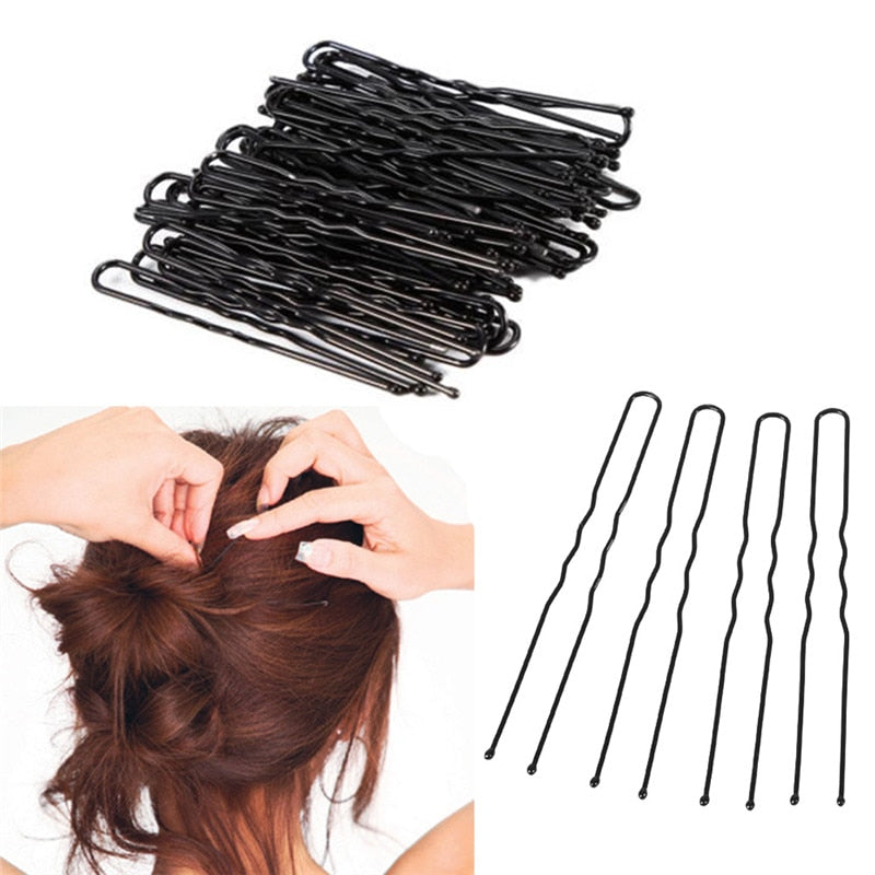20Pcs/Lot Hair Clips Black Waved U-shaped Hair Pins Barrette Mini Size Salon Grip Clip Metal Bobby Women Styling Hairpins